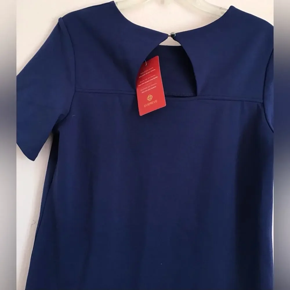 NWT Evereve Allison Joy blue Ella shift dress with back cutout size medium